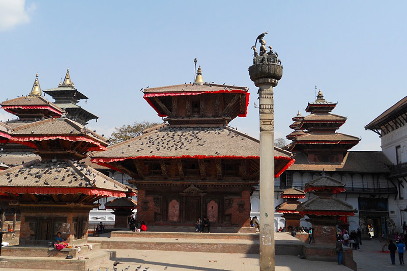 Het Hanuman Dokha paleis, een indrukwekkend geheel met de grote pagodetoren